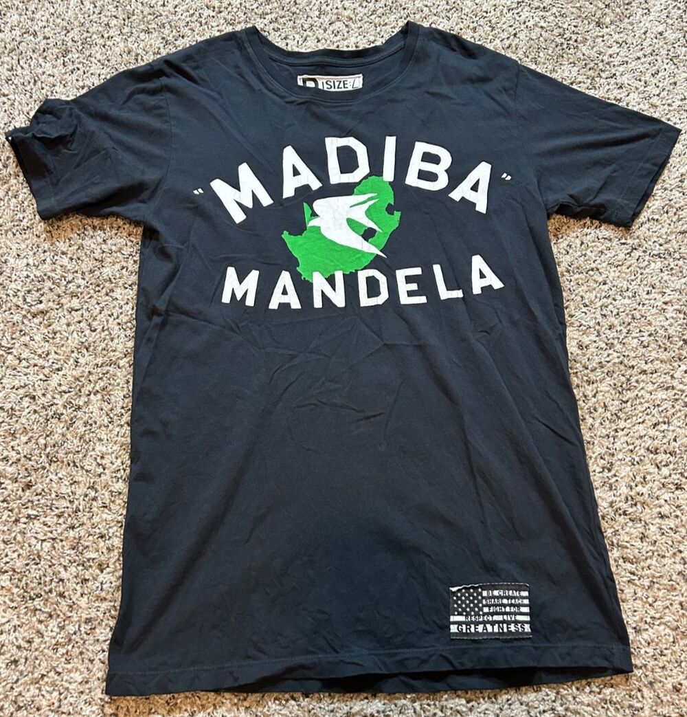 Roots Of Fight Shirt Mens Large Black Madiba Mandela Short Sleeve Tee